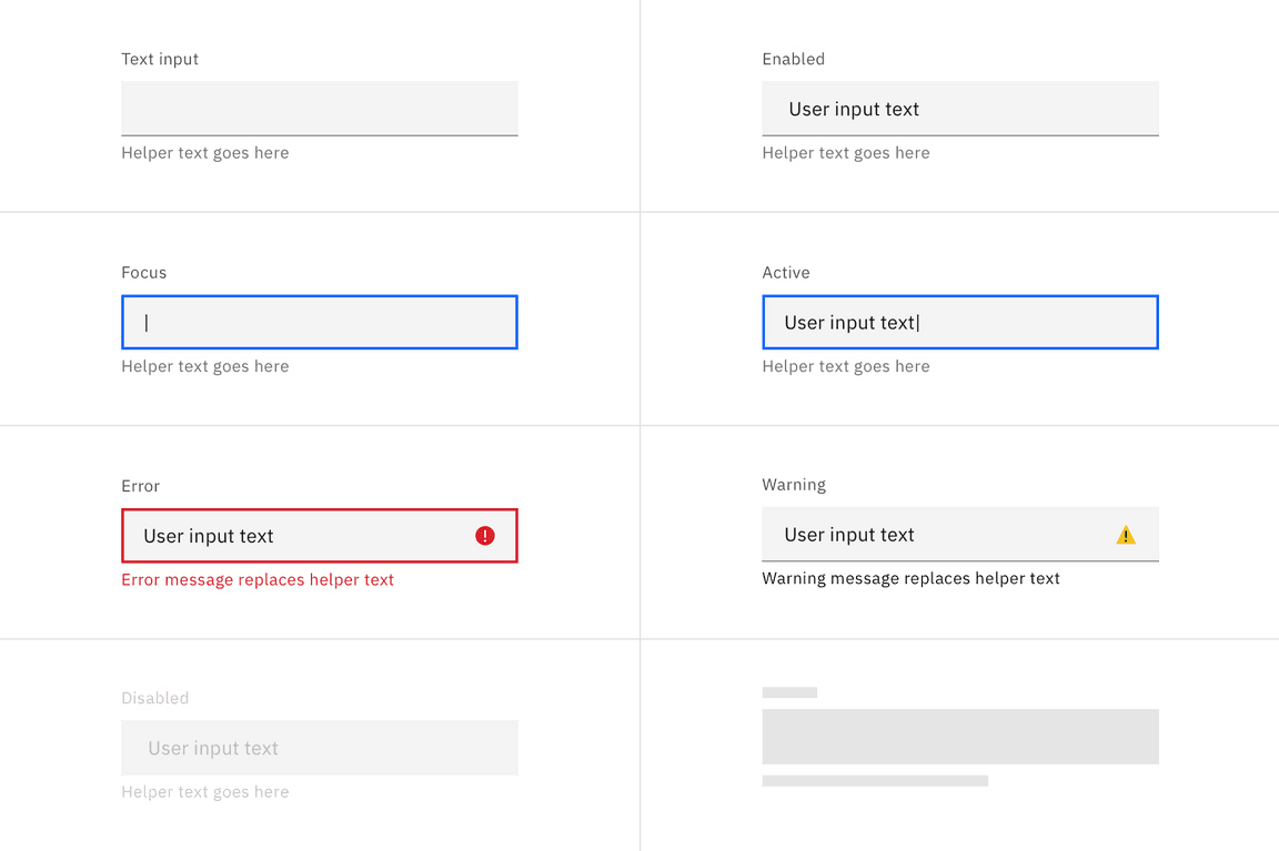 Text input states in the fixed style