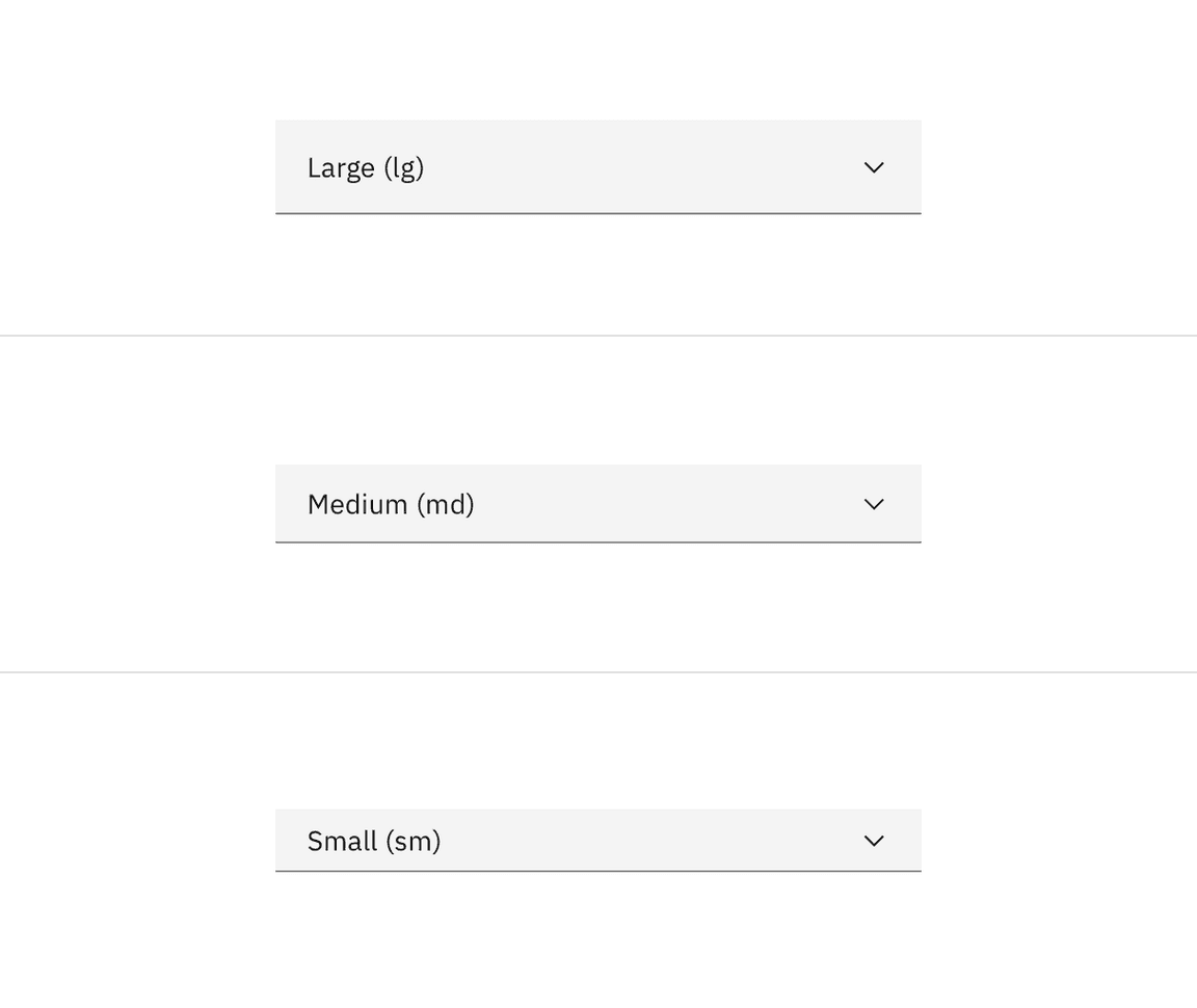 Dropdown sizes in the fixed style